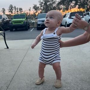 Janie and Jack Black and White Striped Bodysuit